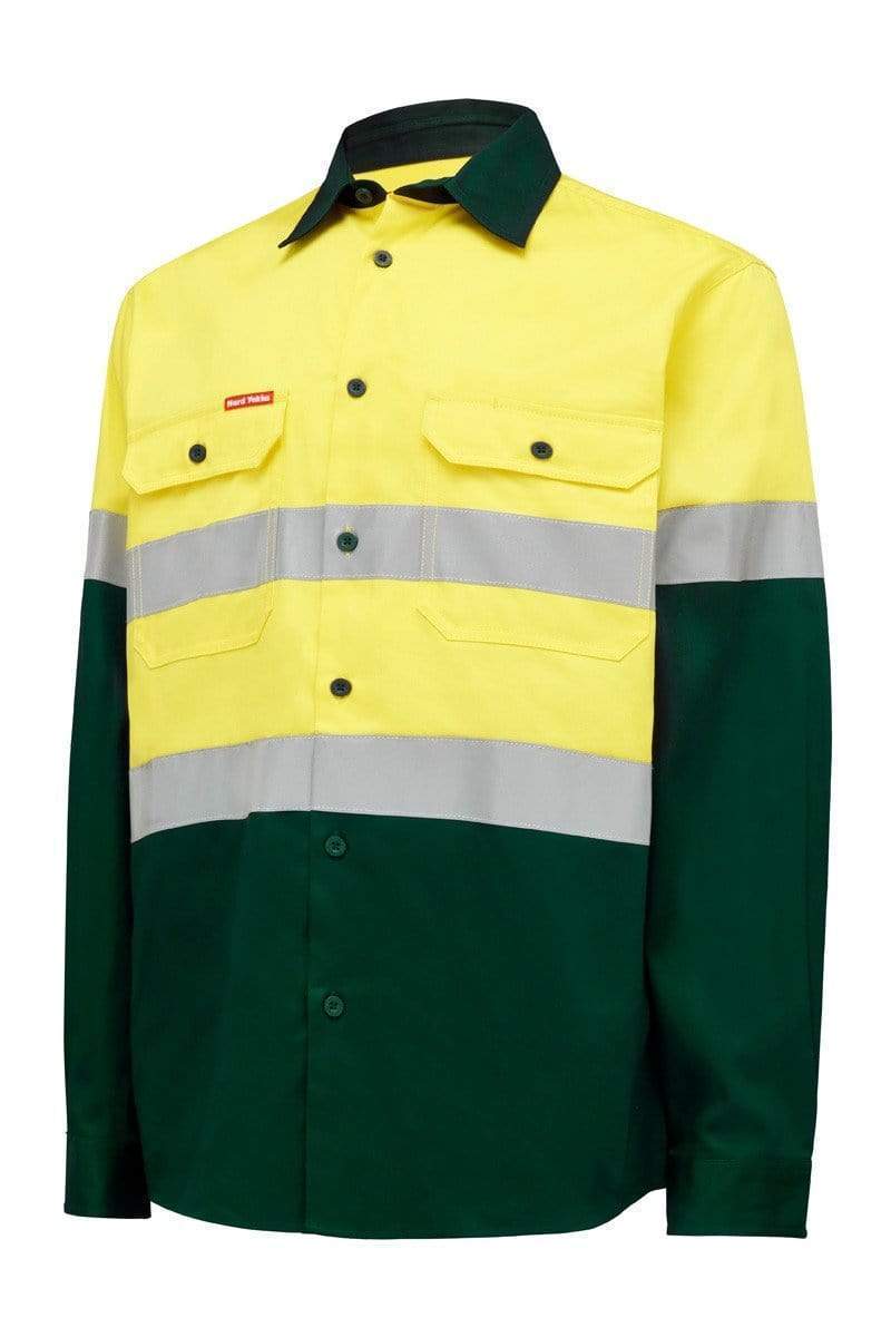 Hard Yakka Long Sleeve Hi Vis Taped Shirt Y04610 Work Wear Hard Yakka Yellow/Green (YGR) S 
